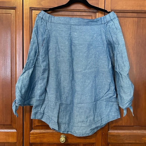 Free People Off the Shoulder Linen Blend Blouse Size XS - Picture 2 of 7